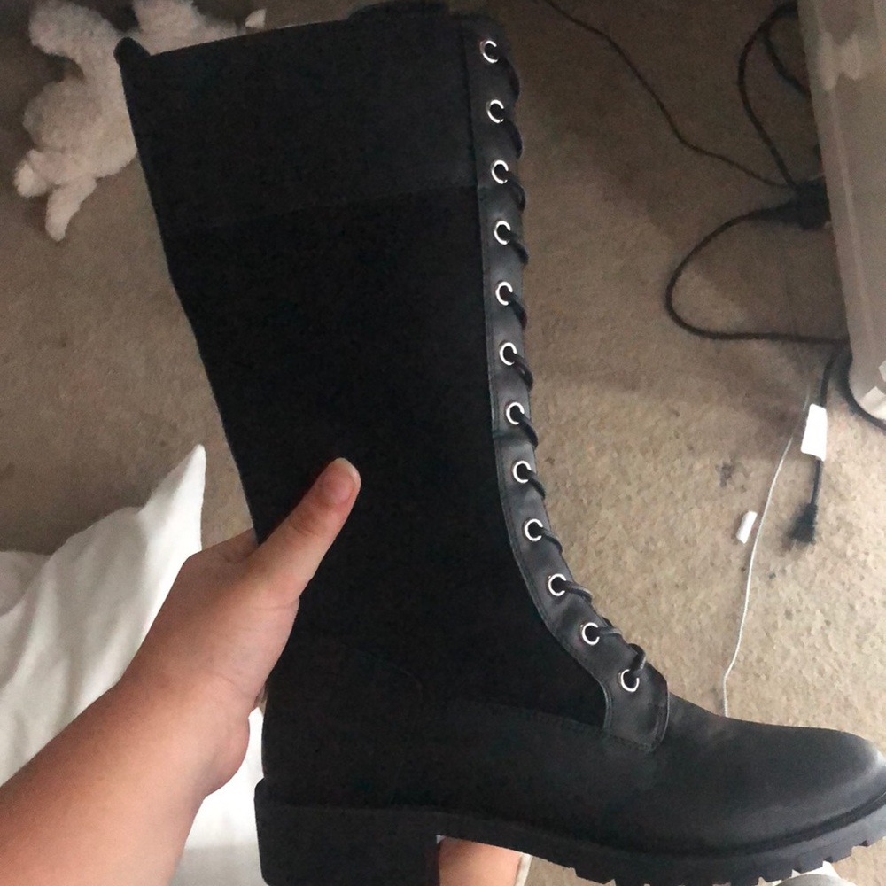 Black combat boots